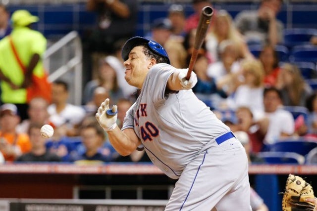 Mets pitcher Bartolo Colón lost his helmet while swinging, and the face he  made was perfect