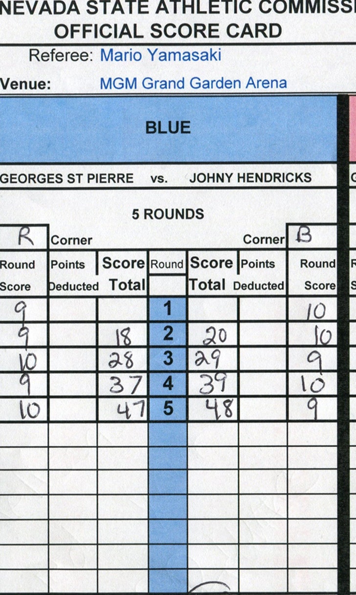 Ufc 167 Scorecard Hendricks Loss All Came Down To The First Round Fox Sports