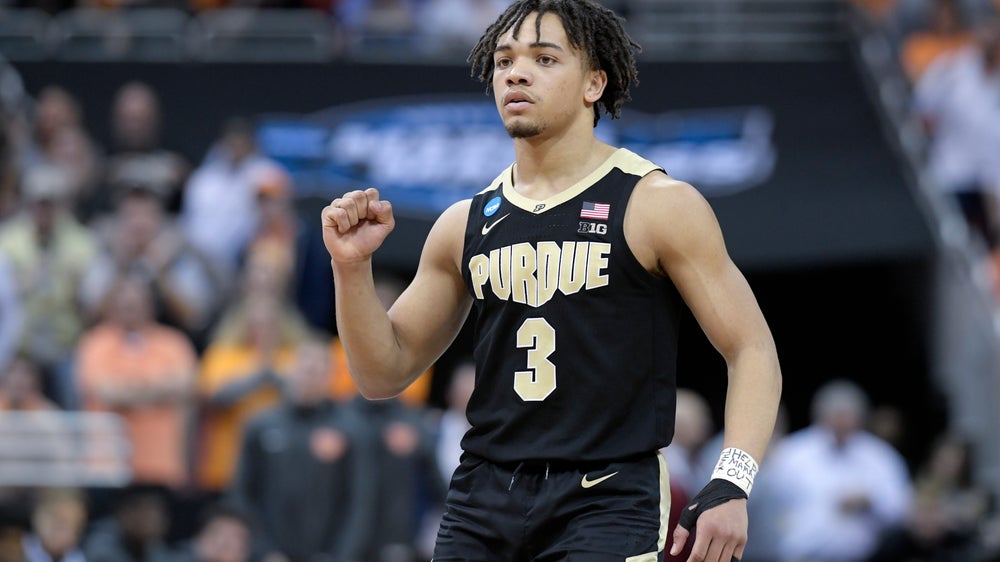 Purdue's Carsen Edwards shooting into Steph Curry territory
