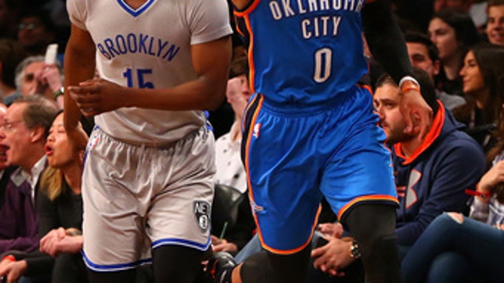 Westbrook has 33rd triple-double, Thunder beat Nets 122-104 (Mar 14, 2017)