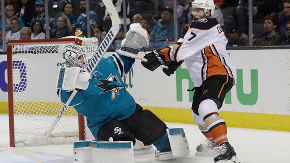 Sharks use 2nd period barrage to beat Ducks 8-1 for 3-0 lead