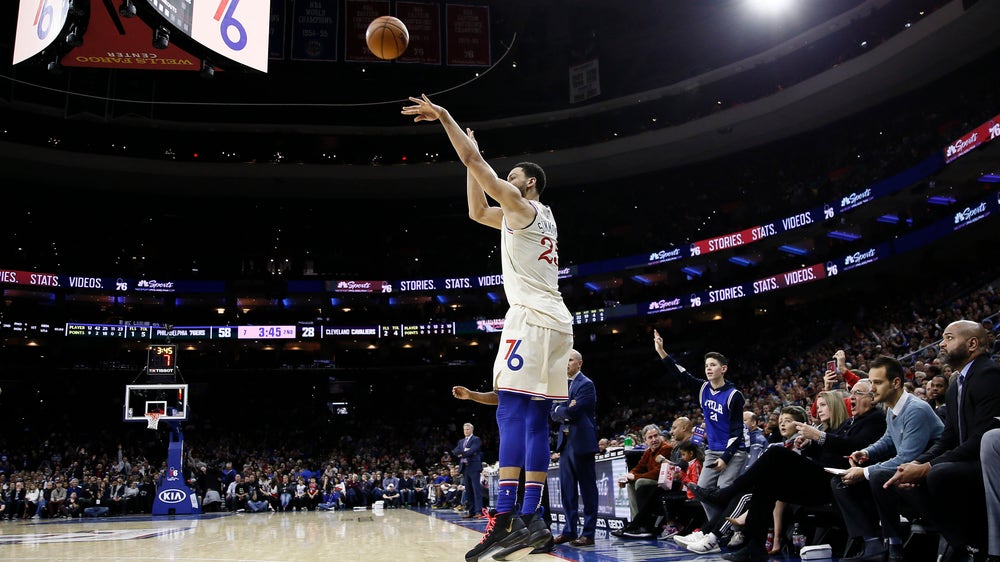 Simmons hits 3, scores 34 points to lead 76ers past Cavs