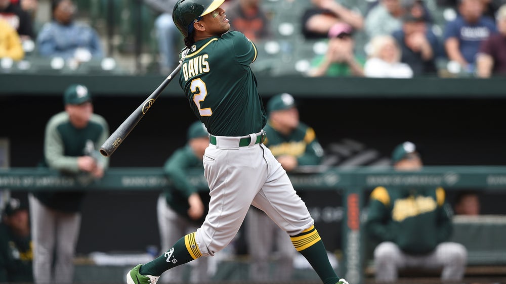 Khris Davis homers twice to lead Athletics past Orioles 8-5