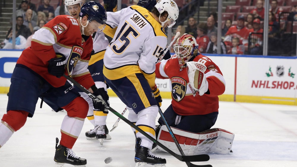 Driedger posts shutout in 1st NHL start, Panthers beat Preds