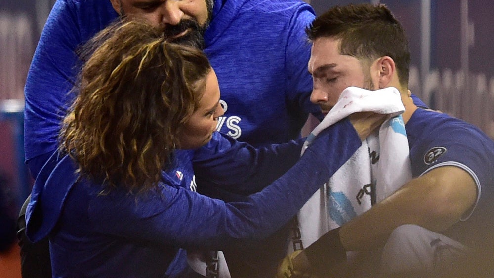 Blue Jays OF Grichuk hurt in collision with guard's chair