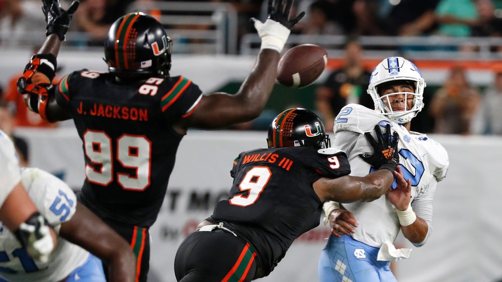 No. 16 Miami gets 3 defensive TDs, rolls by Tar Heels 47-10