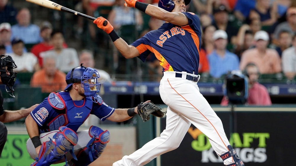 Brantley hits 2 HRs, Astros top Rangers 5-3 for 5th straight