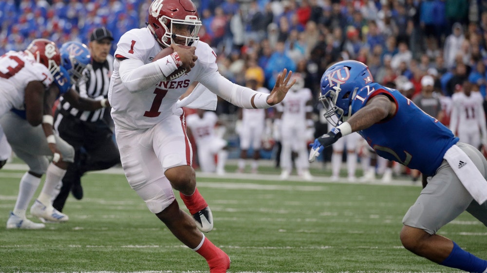 Hurts provides 4 TDs as No. 6 Sooners beat Jayhawks, 45-20