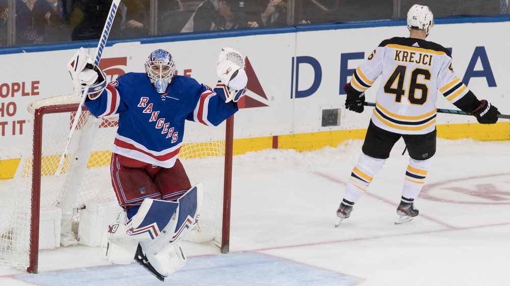 Rangers rally in 3rd, beat Bruins 4-3 in shootout