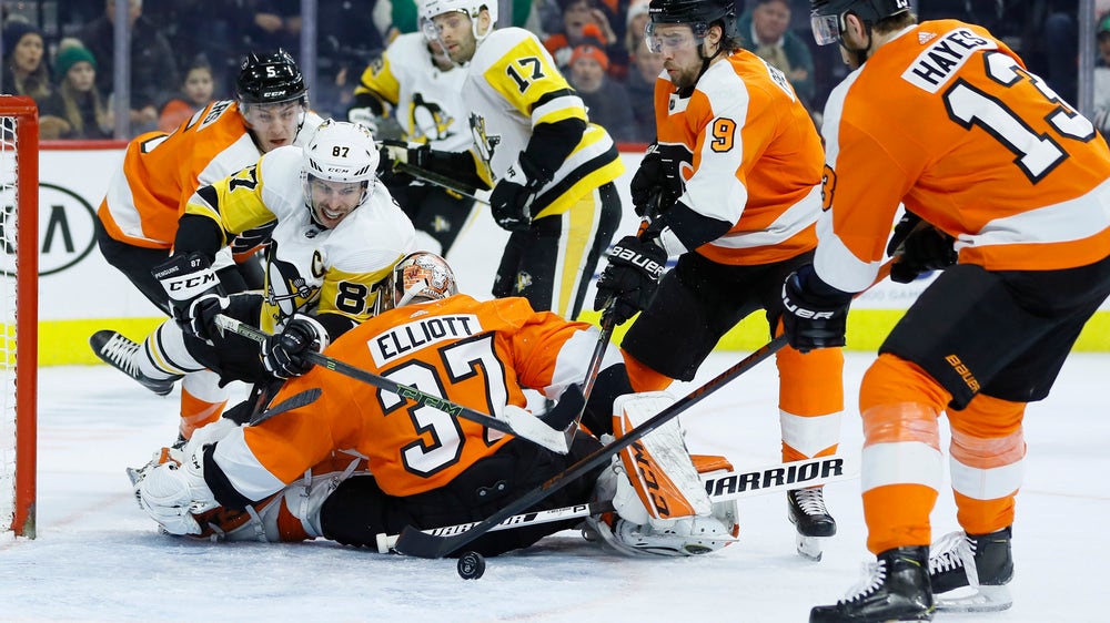 Elliott makes 19 saves to lead Flyers over Penguins 3-0