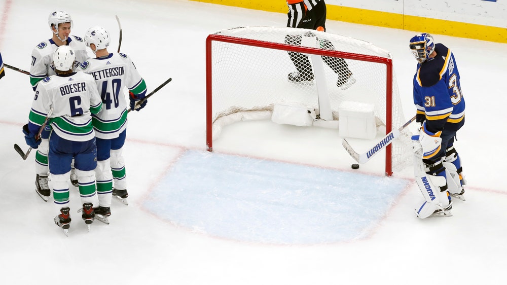 Boeser’s hat trick leads Canucks over Blues 6-1