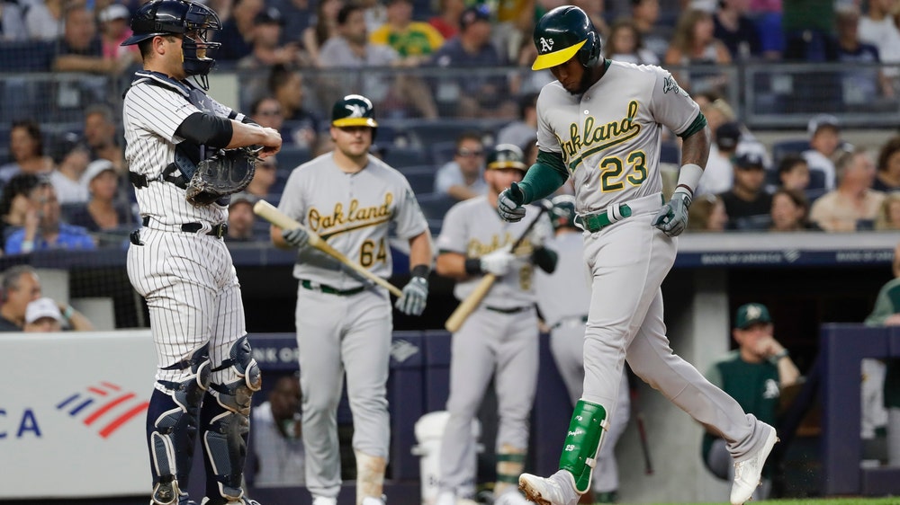 Profar leads Athletics to an 8-2 victory over the Yankees