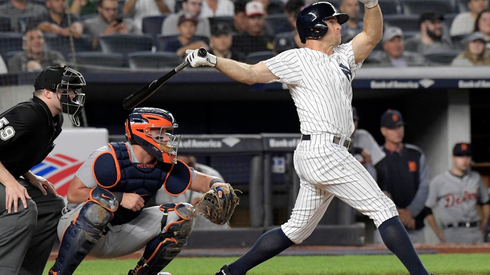 Yankees rally after contested check swing, beat Tigers 7-5