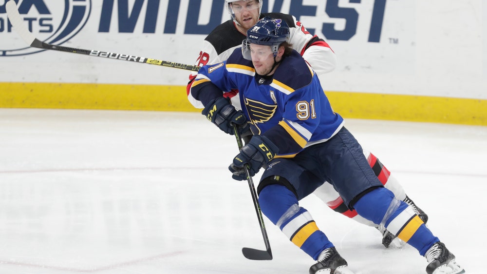 Blues run winning streak to 7 games, beat Devils 8-3