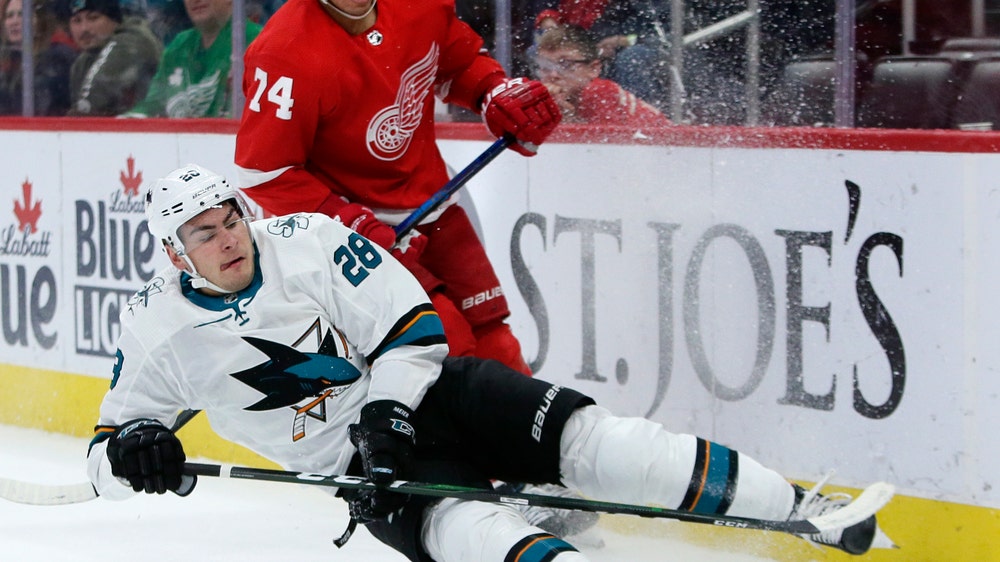 Red Wings snap 6-game skid with 2-0 win over Sharks
