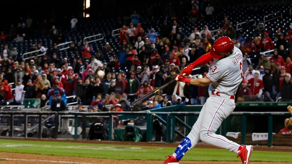 Harper homers in DC return, Phils beat Nats 8-2