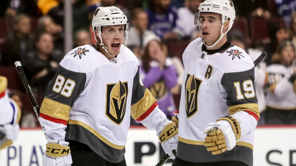 Stone scores 1st goal for Golden Knights in rout of Canucks