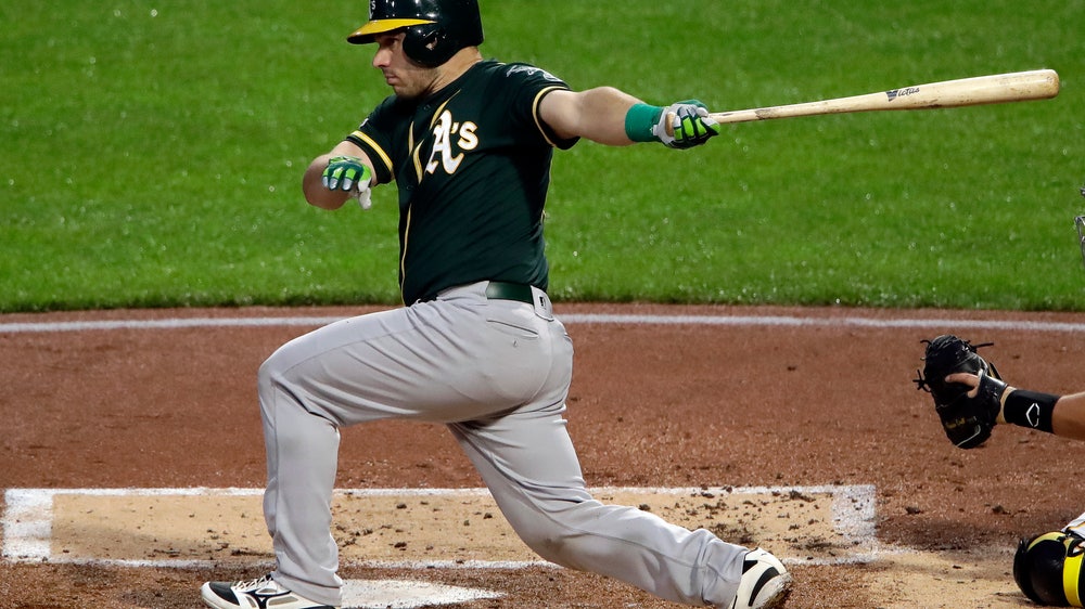 Phegley drives in 8, A’s rip Pirates 14-1 to end 6-game skid