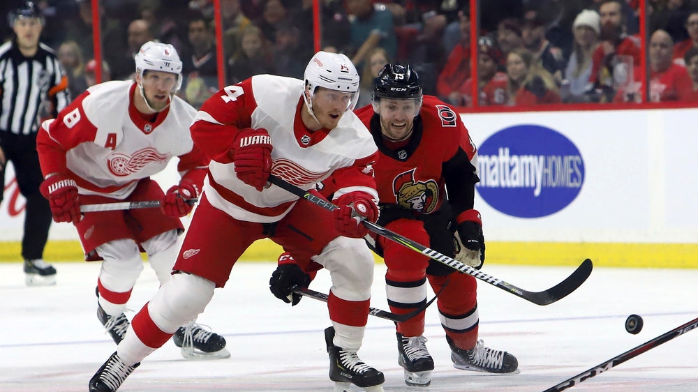 Bernier gets 1st shutout, Red Wings top Senators 2-0