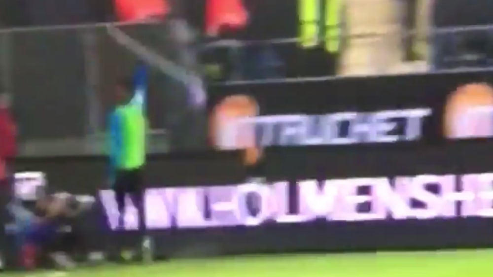 Player throws corner flag at fans like it's a javelin