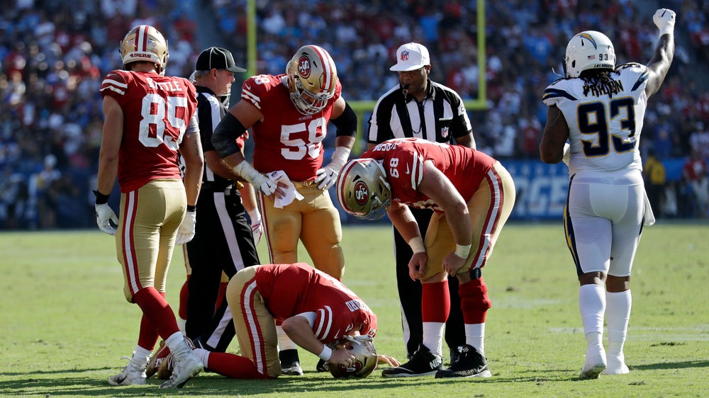 QB Beathard shows grit during Niners' narrow loss to Bolts