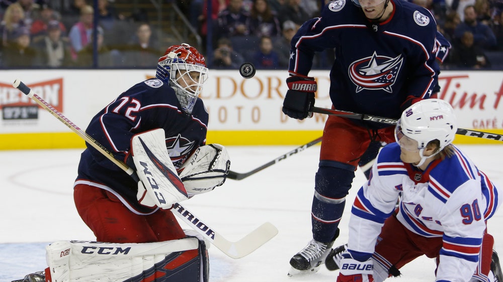 Foligno, Bobrovsky lead Blue Jackets past Rangers 7-5