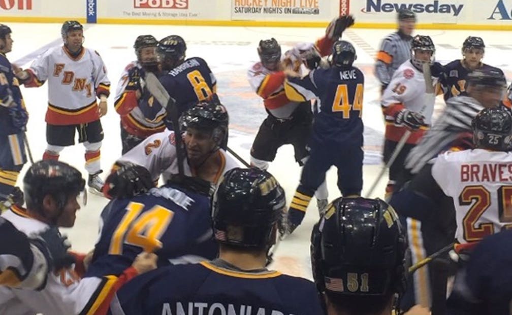 NYPD and FDNY brawl in charity hockey game FOX Sports