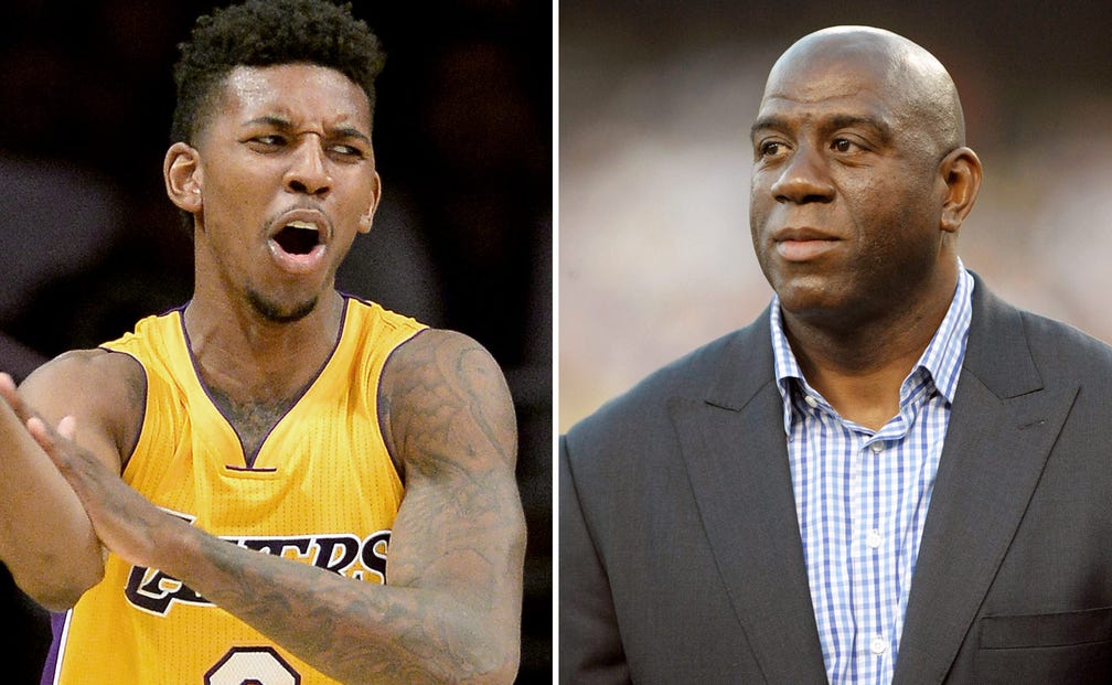 Lakers Nick Young To Magic Johnson Chill Out Before I Have To Knock You Out Fox Sports