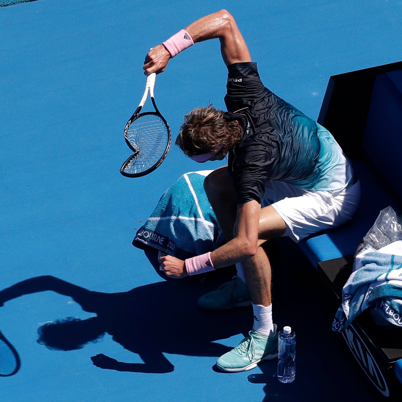Tennis player smashes racket clearance