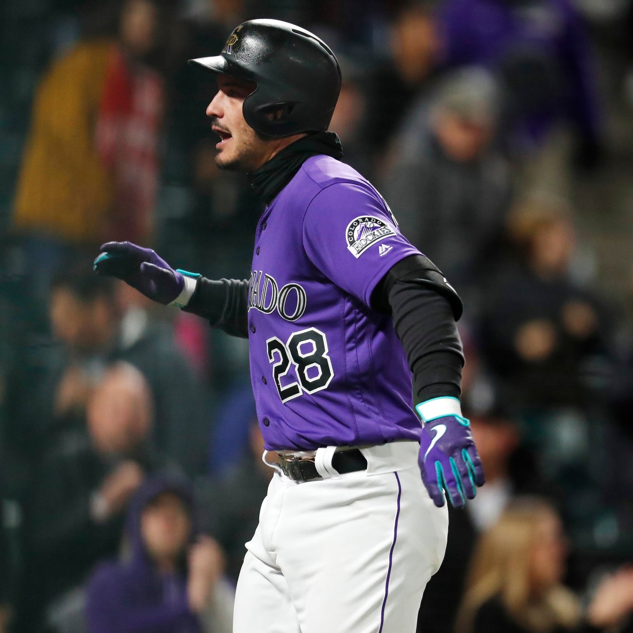 Men's Colorado Rockies Nolan Arenado Majestic White/Purple Home