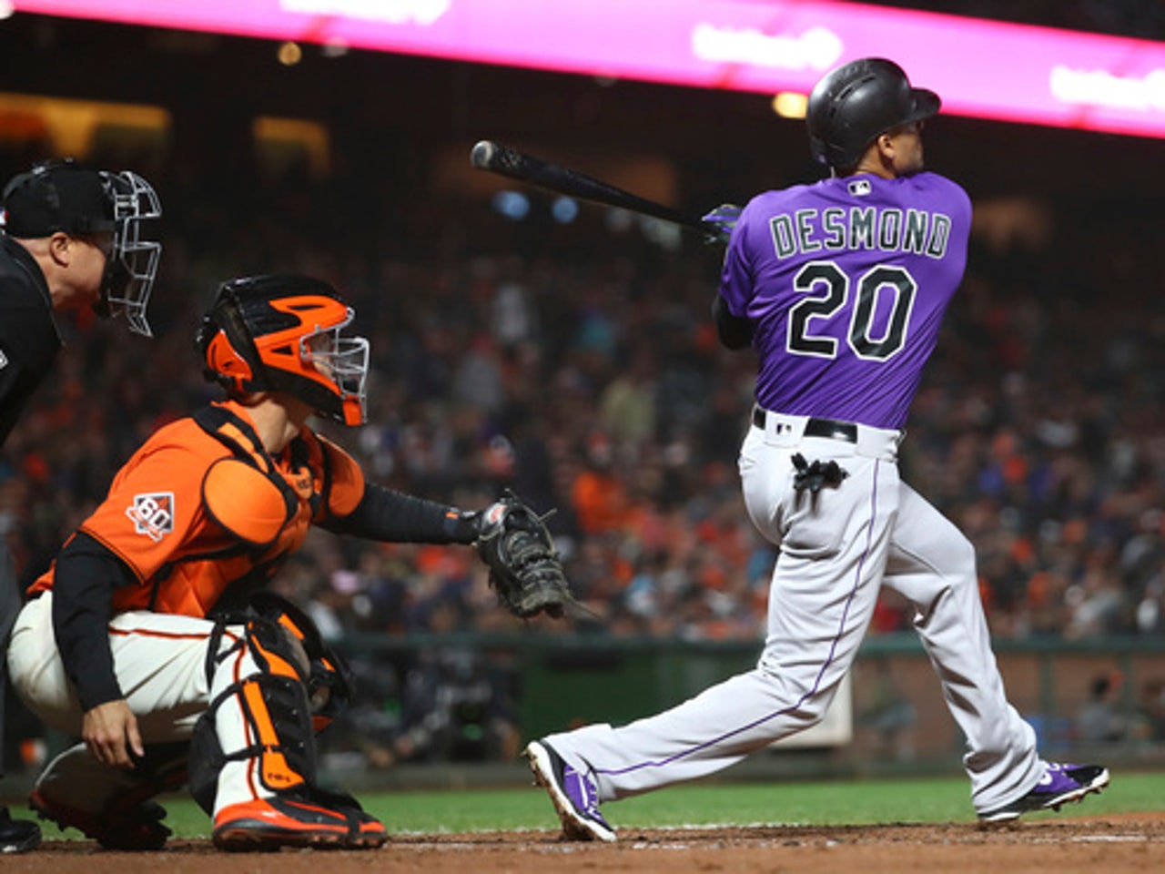 Rockies' Ian Desmond takes first swings