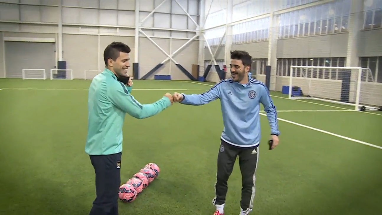 Watch Sergio Aguero, David Villa battle in blindfolded PK contest