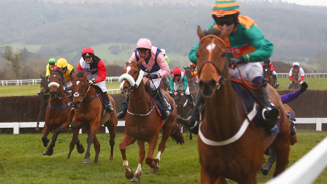 Streaker is leveled on the home stretch of English racetrack
