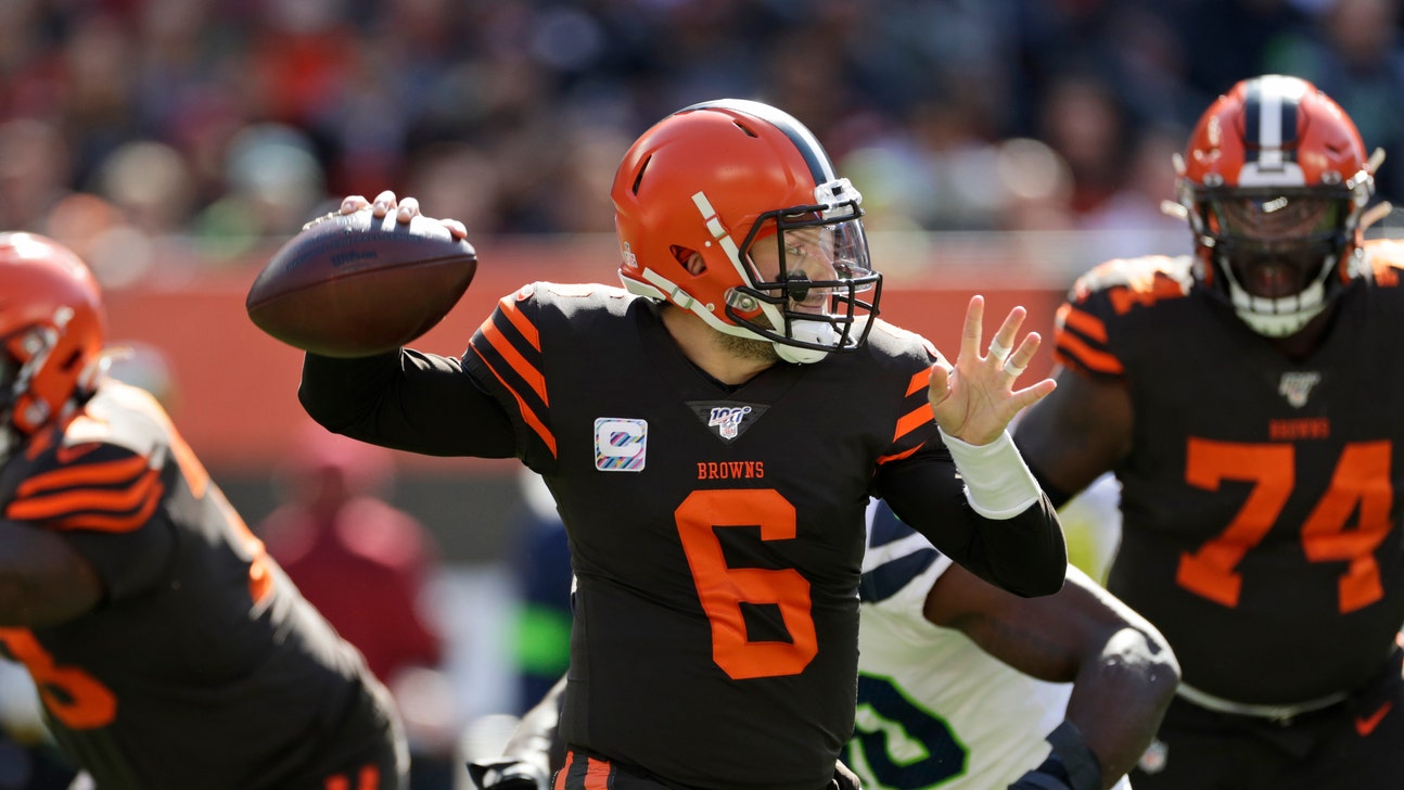 Browns' Mayfield slowed by hip injury, but should face Pats