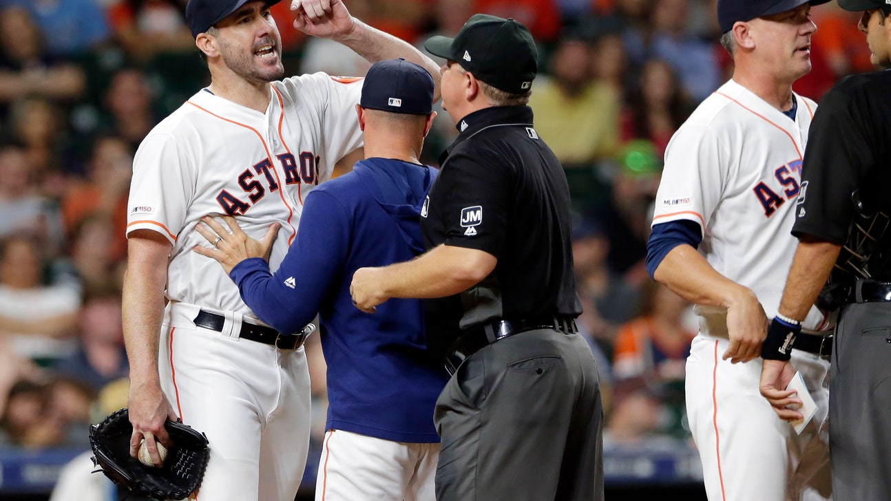 Verlander gets win despite ejection as Astros down Rays 15-1