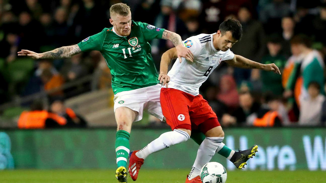 Irish fans throw tennis ball in protest against soccer chief