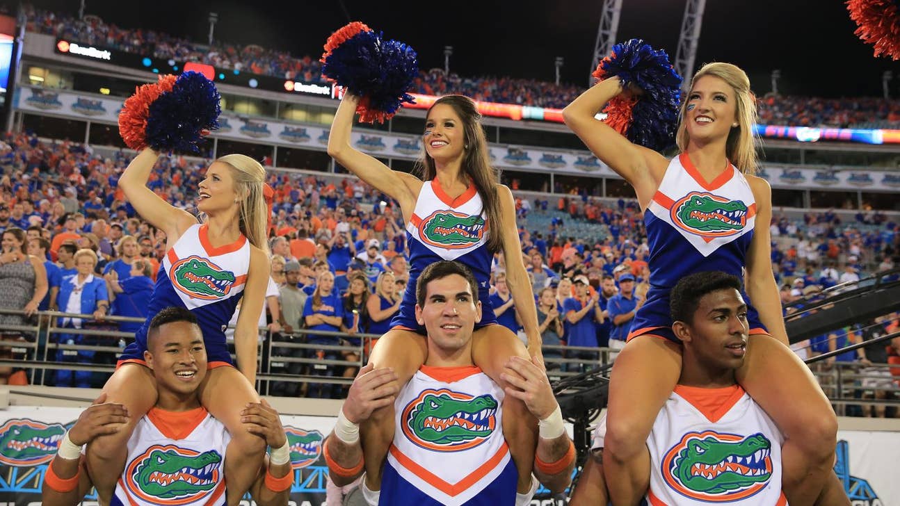 College football cheerleaders