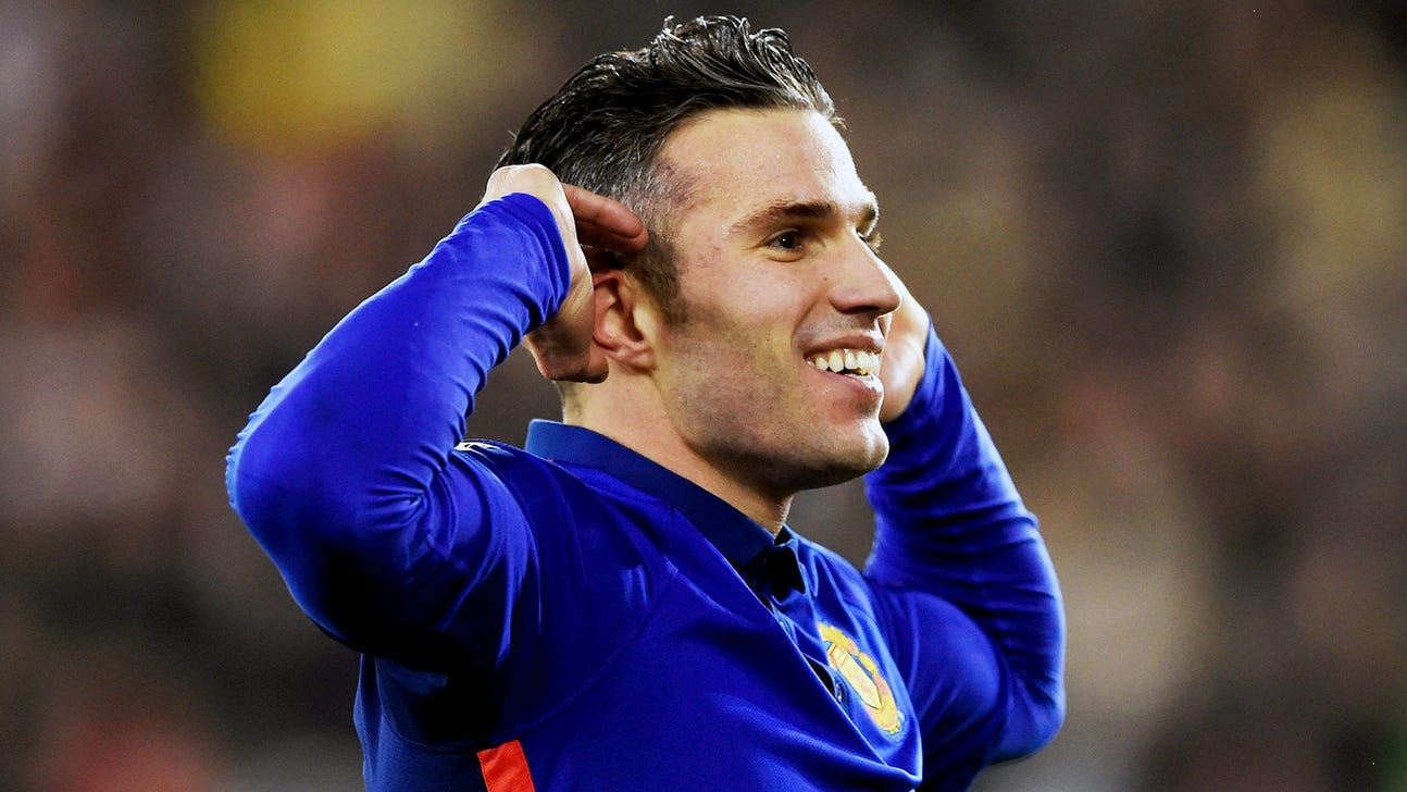 Robin Van Persie adds to his goal tally ... in foosball