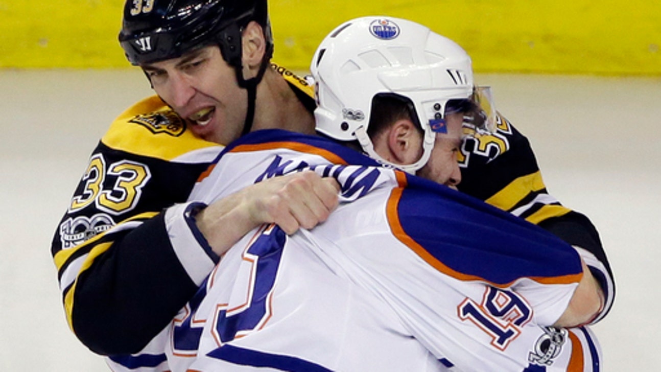 Maroon gets hat trick, fights Chara; Oilers beat Bruins (Jan 05, 2017)