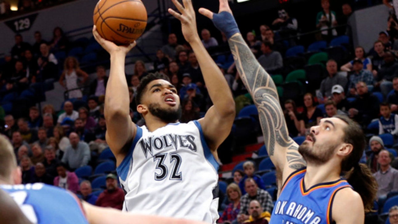 Towns, Rubio lead Wolves to 3rd straight win, 96-86 over OKC (Jan 13, 2017)