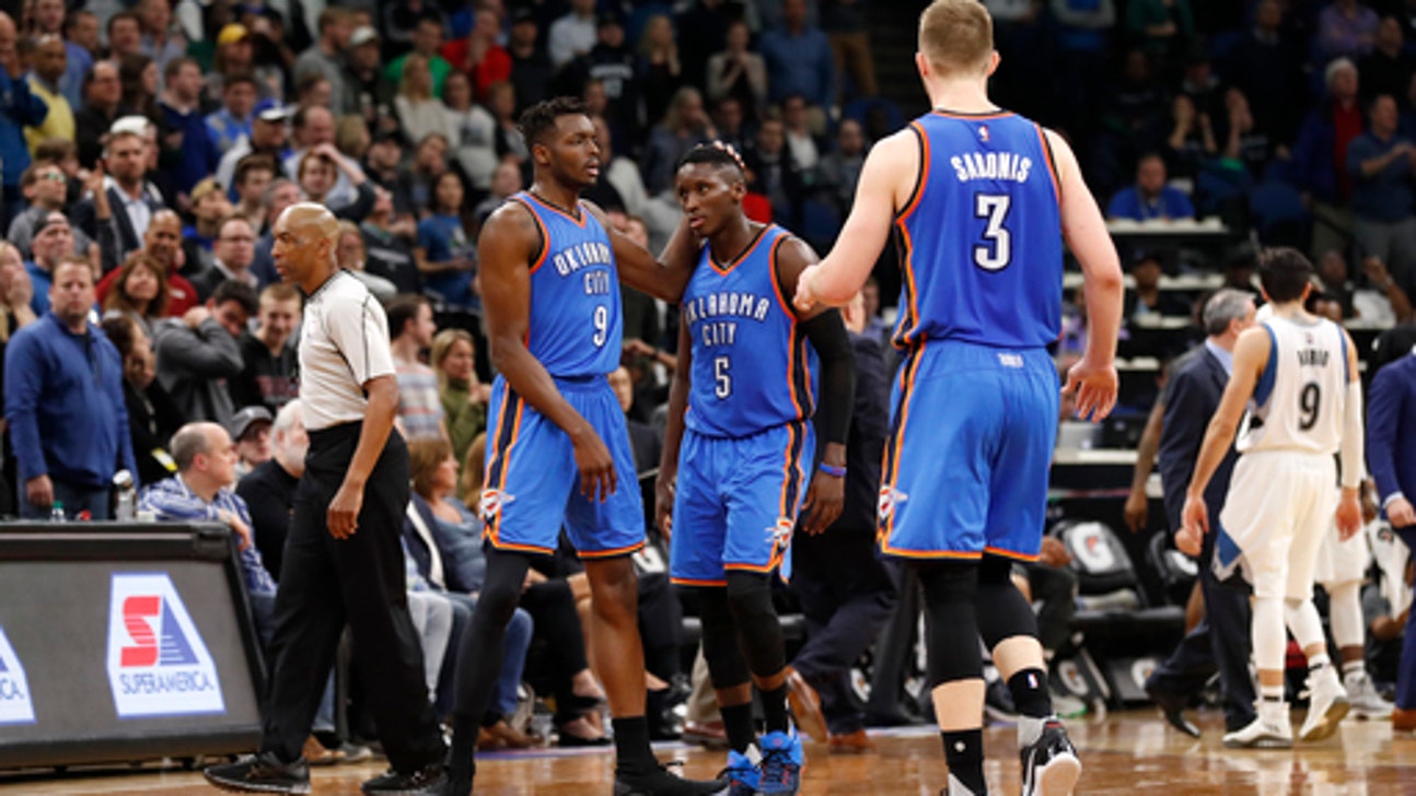 Oladipo lifts Russ-less Thunder over Wolves, 100-98 (Apr 11, 2017)