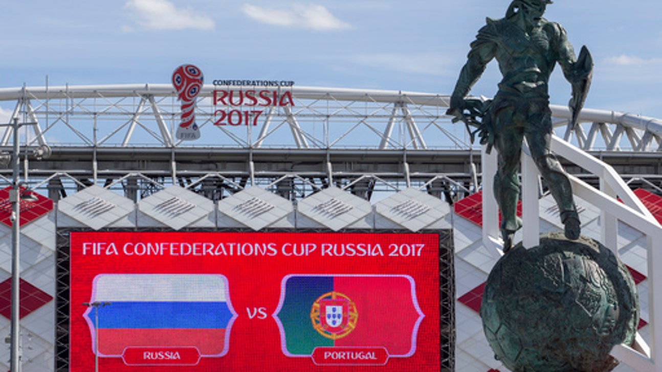Towering gladiator statue tells Russian soccer's history