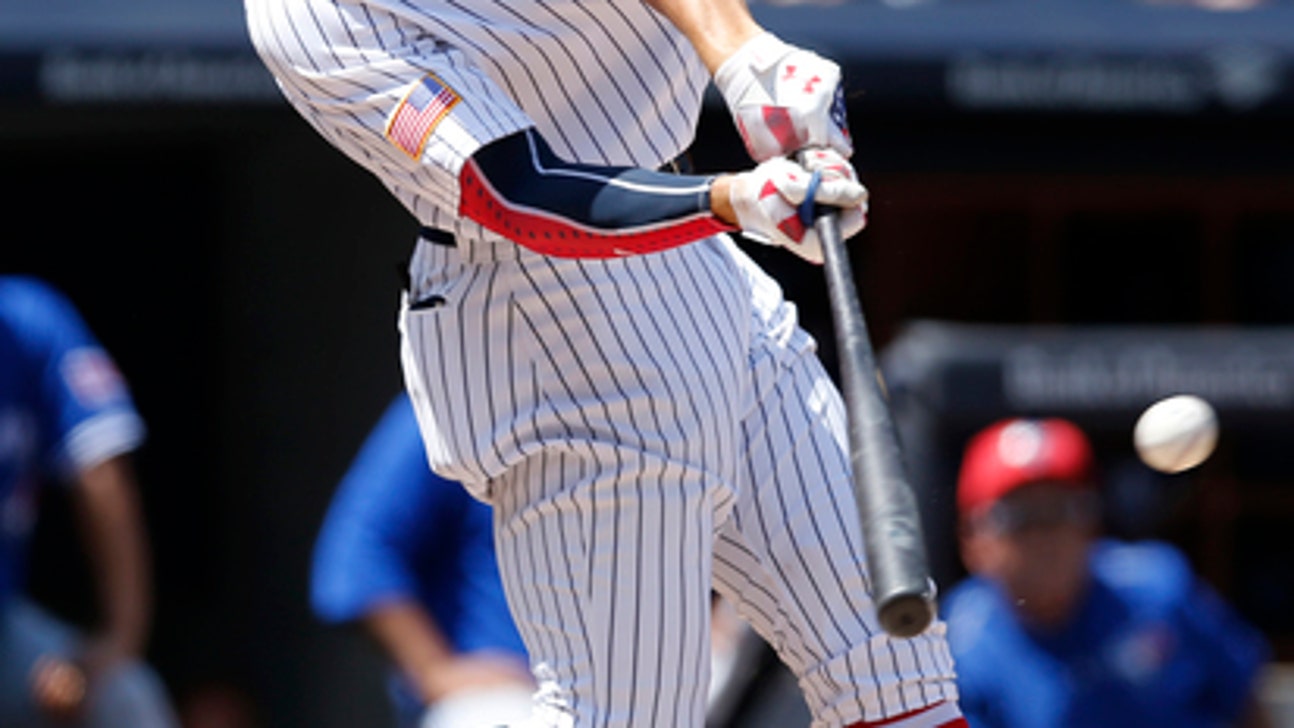 Judge dents metal casement above door at Yankee Stadium