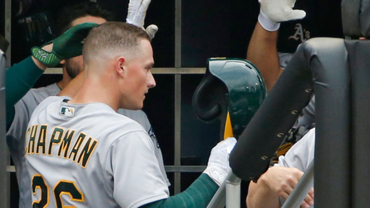 Chapman atones for blunder, homer lifts A's over Mets 3-2 (Jul 23, 2017)