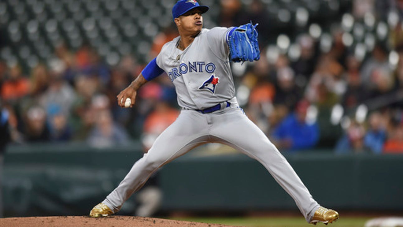 Blue Jays pitcher Stroman hit in arm with line drive