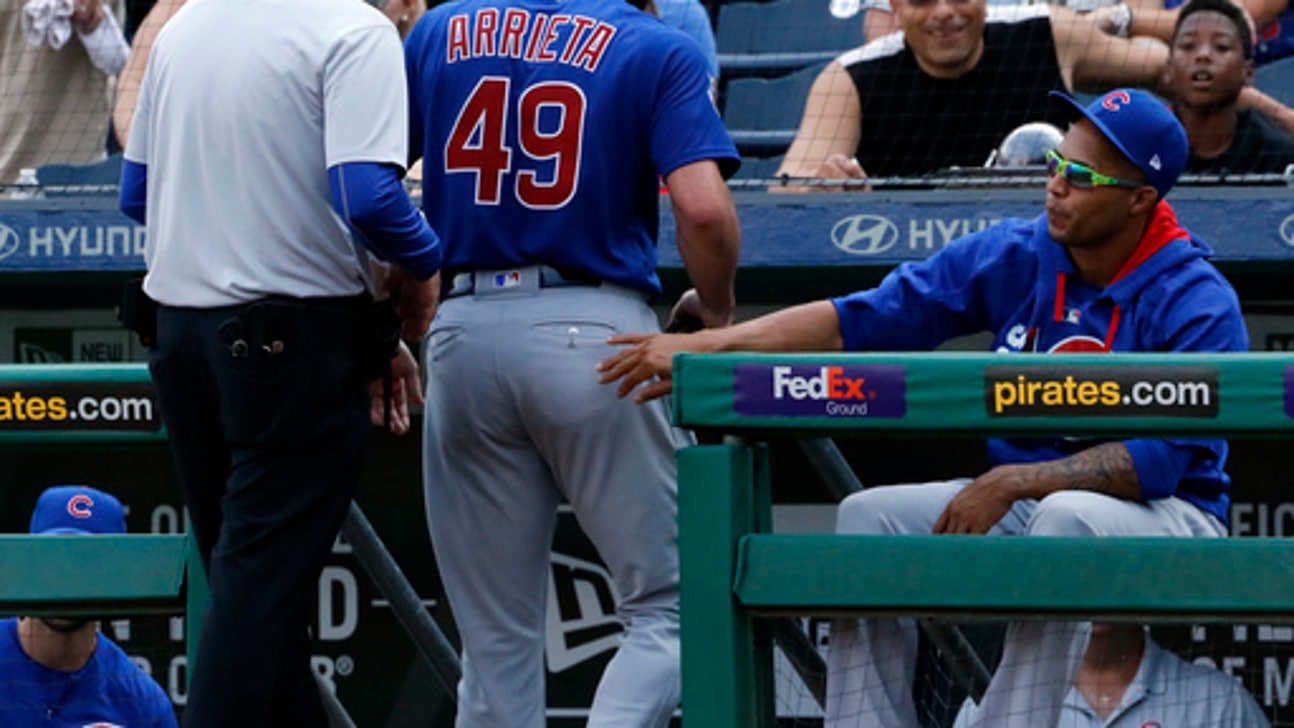 Cubs ace Arrieta exits with apparent injury to right leg