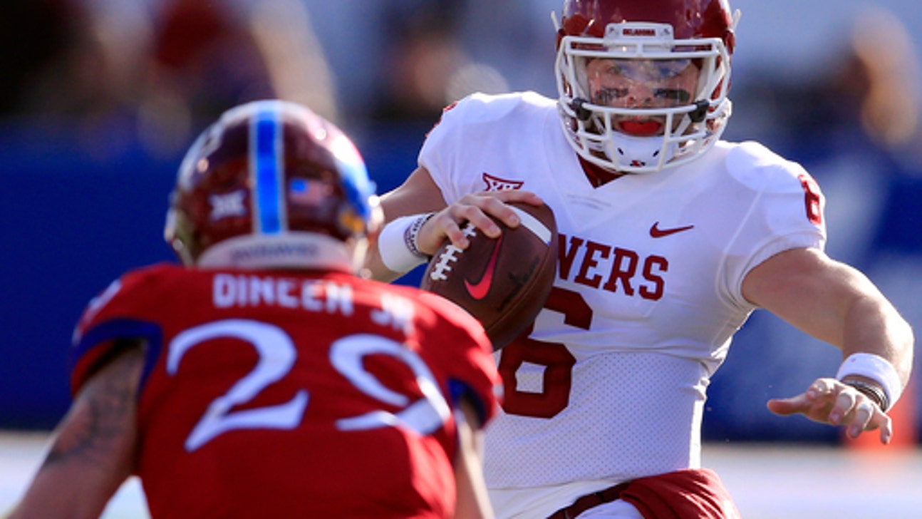 Mayfield snubbed as No. 3 Sooners roll 41-3 win over Kansas (Nov 18, 2017)