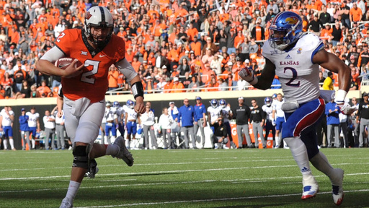 Rudolph, No. 18 Oklahoma State rolls over Kansas (Nov 25, 2017)