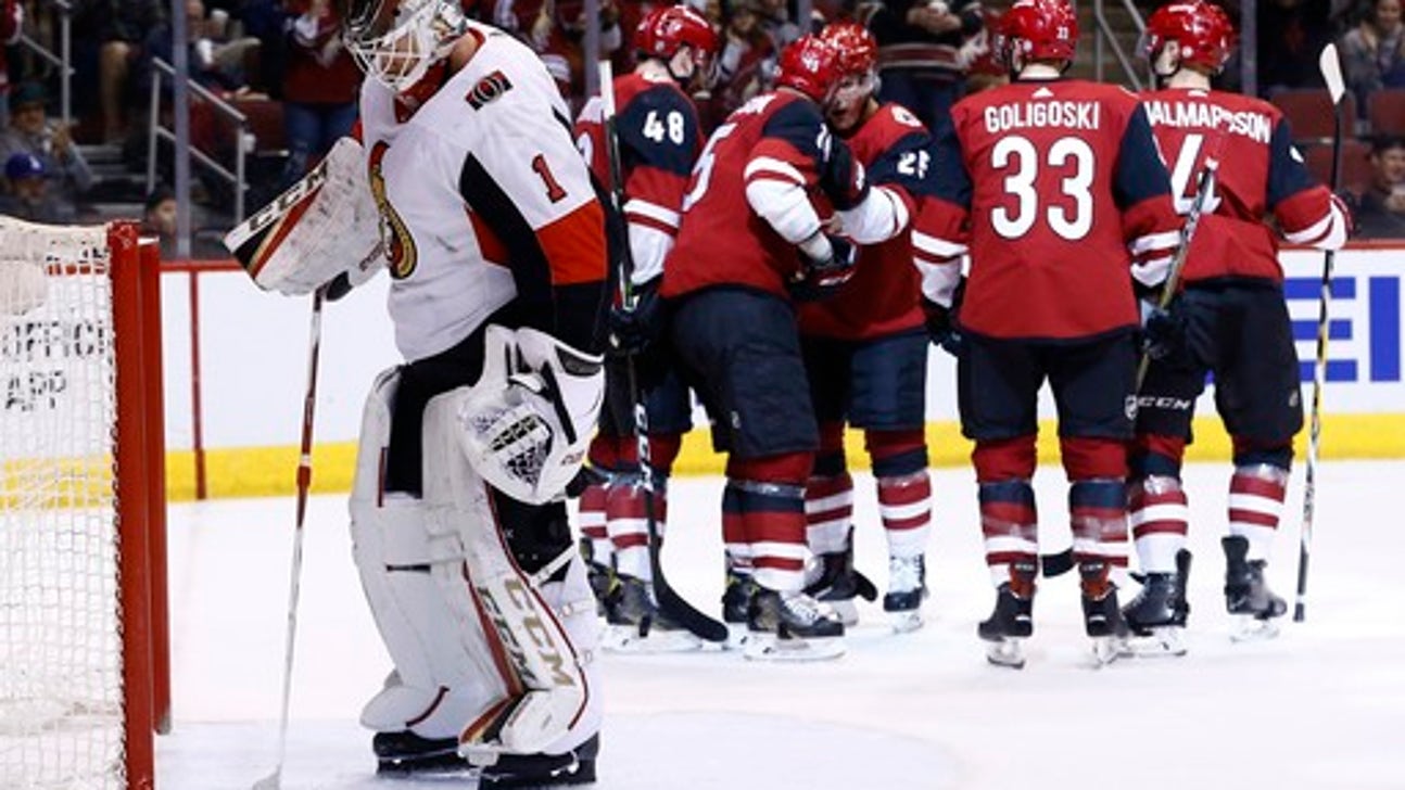 Raanta stops 23 shots, Coyotes rally to beat Senators 2-1