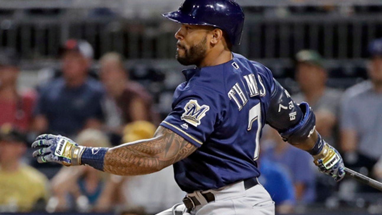 Thames leaves Brewers game with tight hamstring